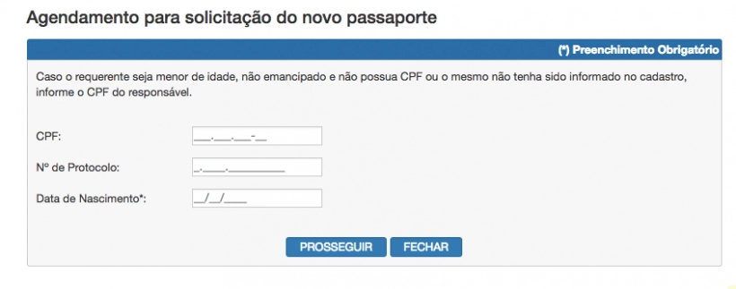 Agendamento de Atendimento da PF. Agendamento passaporte.