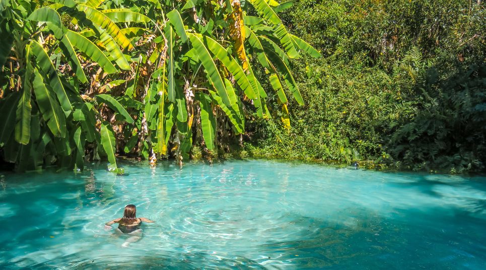 As águas cristalinas das piscinas naturais em Jalapão, Brasil. Feriados de 2023