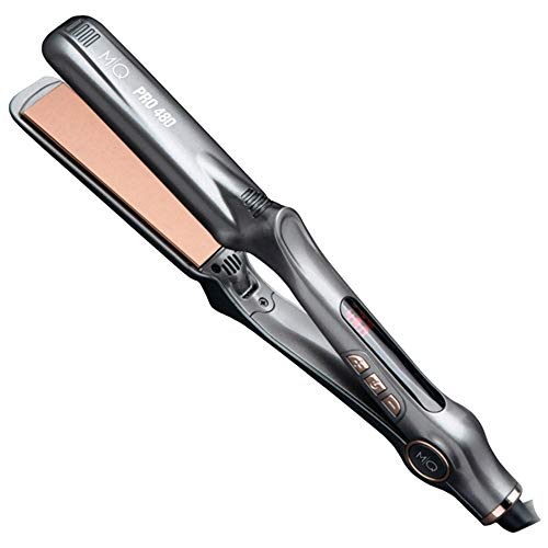 MQ HAIR – Chapinha Titânio Profissional 480°F – Prancha Bivolt, Design Anatômico, Efeito Espelho – Apenas 3 Passadas, Controle de Temperatura em 17 Níveis, Alisamento Perfeito – Chumbo