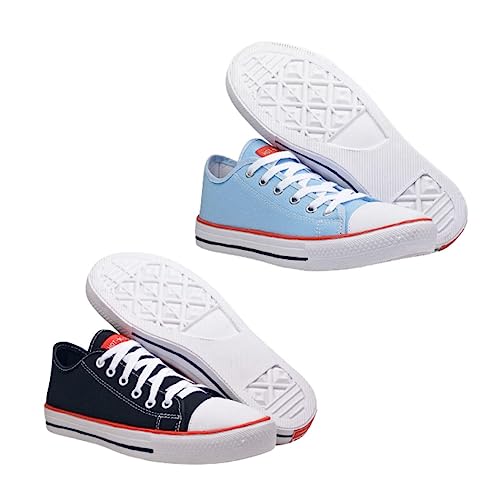 Kit 2 Pares Tenis Feminino Casual Hot Stars Classic Cano Baixo (37, 1Preto/1Azul)