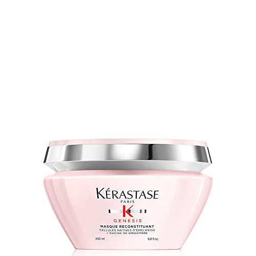 Kérastase Máscara Genesis Masque Reconstituant, Cabelos com queda, Cabelo grossos, Prevenção da queda, Flor de Edelweiss, Raiz de gengibre, 200 ml