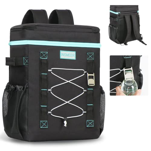 INSMEER Mochila Termica, 50 Latas Bolsa Termica Isotérmico Grande Caixa Termca Cooler Sacola Para acampamento, Mochila para Feminina Masculino Praia (Preta)