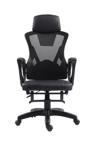 Cadeira Office Presidente Supreme – Cadeira Ergonômica Reclinável – Até120kg, Giratória, Inclinação 12 graus, Encosto com Tela Mesh, Espuma Dupla, Rodas de Duplo Giro – Preta
